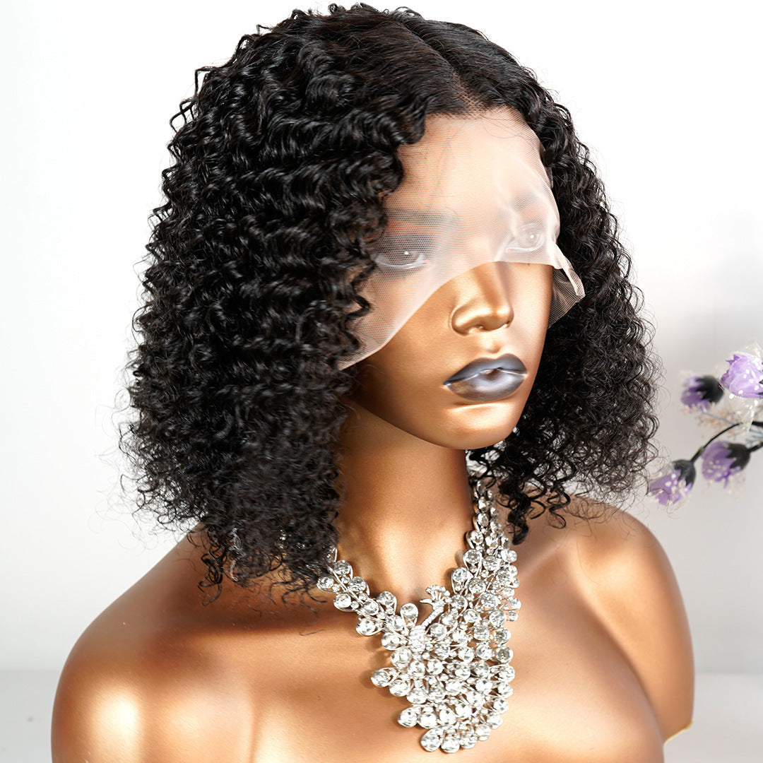 Cross-Border Women'S European And American African Small Rolls Wigs Fashionable Short Curl Front Lace Wigs Chemical Fiber Full Head Cover