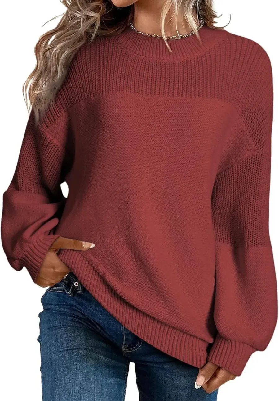 💥 BUY 2 & FREE SHIPPING!Women's Casual Long Sleeve Loose Crewneck Knit Solid Sweaters