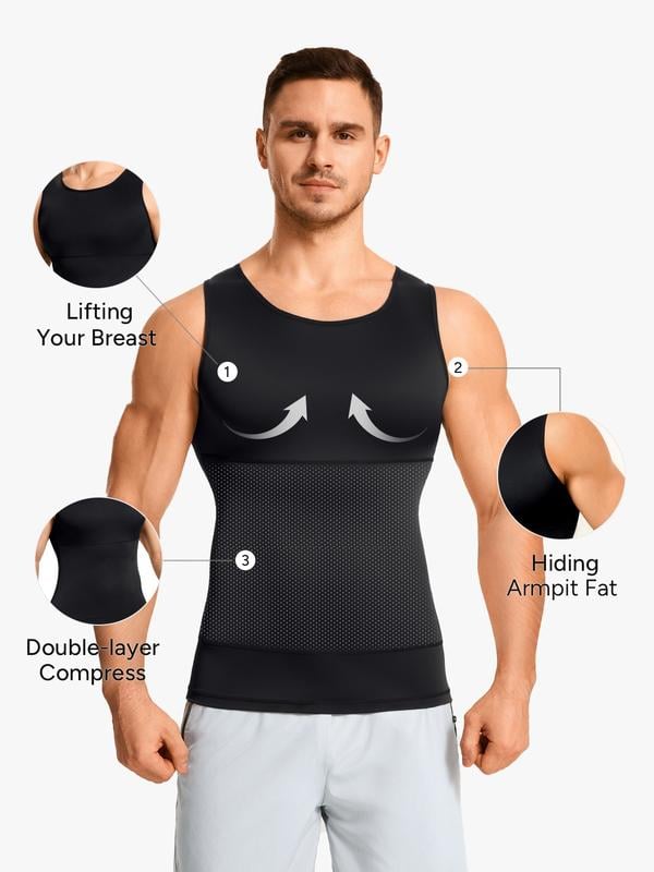 Men's Tummy Control Shapewear Tanktop - Sleeveless High Elasticity Breathable
