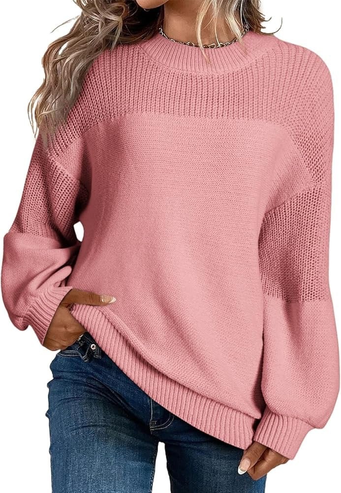 💥 BUY 2 & FREE SHIPPING!Women's Casual Long Sleeve Loose Crewneck Knit Solid Sweaters
