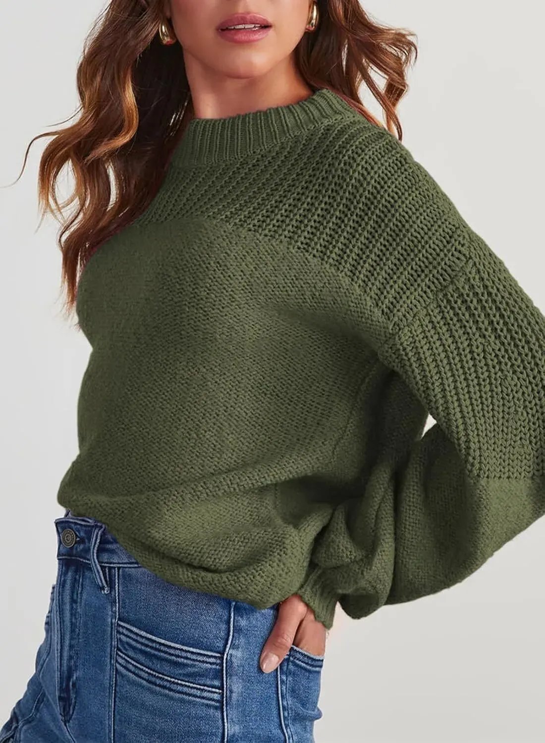 💥 BUY 2 & FREE SHIPPING!Women's Casual Long Sleeve Loose Crewneck Knit Solid Sweaters