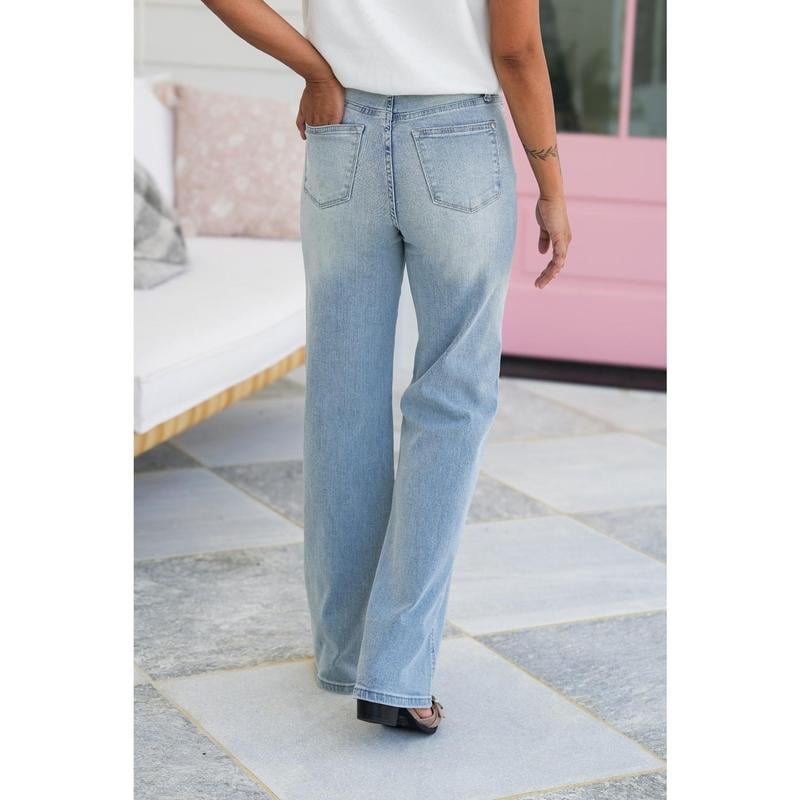 🏆Vintage Wash Plus-Size Jeans -Stretchy, Straight Leg & Butt-Lifting Fit