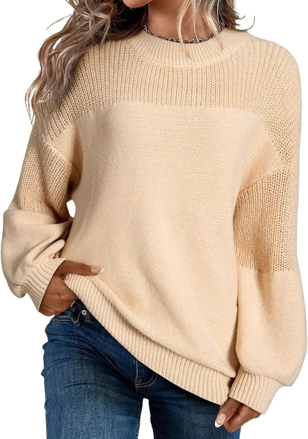 💥 BUY 2 & FREE SHIPPING!Women's Casual Long Sleeve Loose Crewneck Knit Solid Sweaters