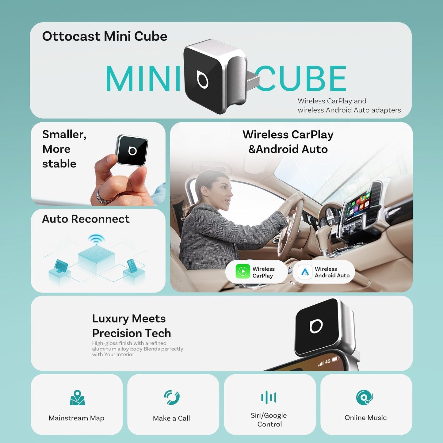 🚗Mini 3.0 Ultra Cube wireless CarPlay Android Auto Adapter