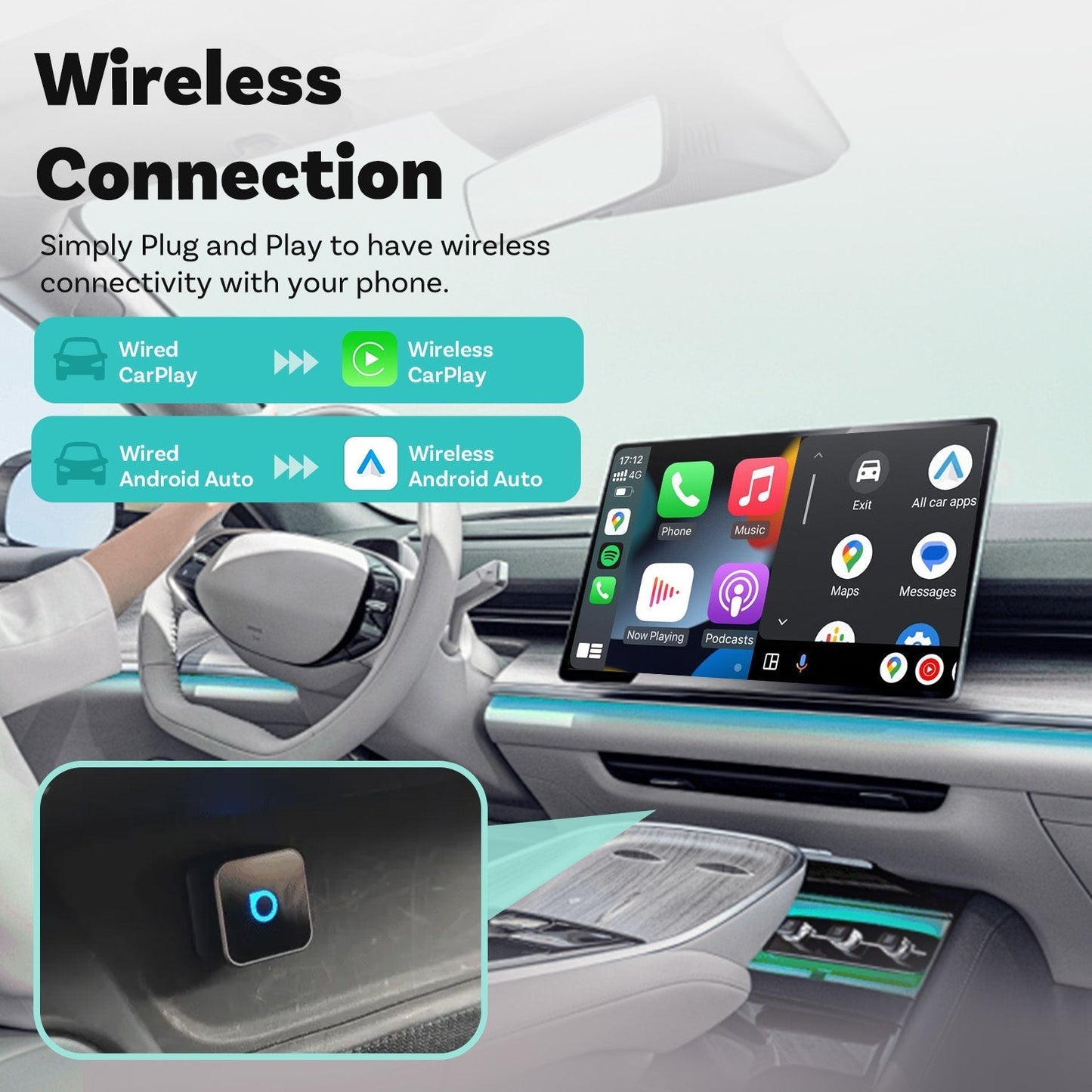 🚗Mini 3.0 Ultra Cube wireless CarPlay Android Auto Adapter