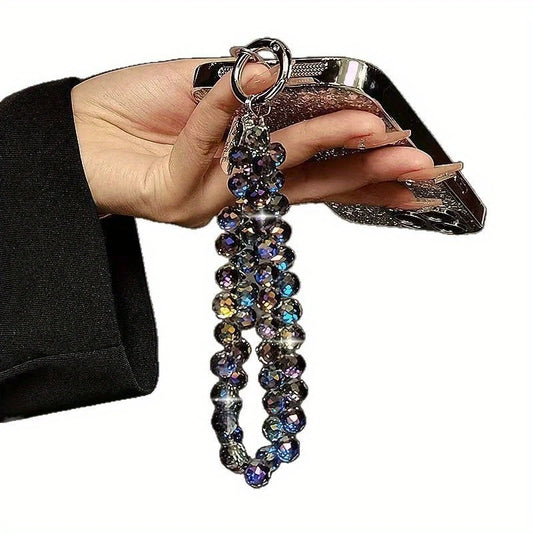 Luxurious High-End Bead Handheld Chain Wrist Short Lanyard with Card Holder Phone Keychain Bag Pendant