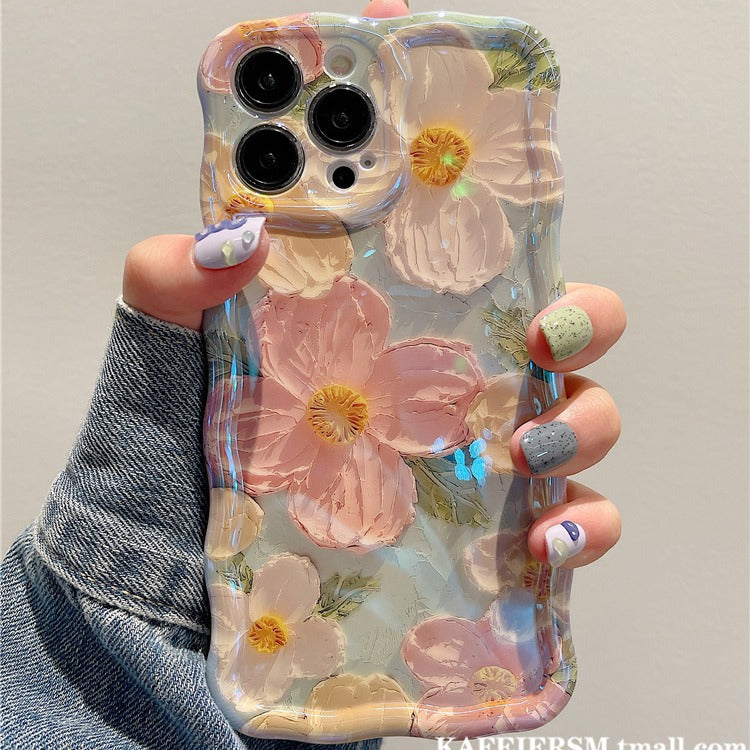 Case for iPhone 15 14 13 12 11 Pro Max Plus Women CausalFashion Phone Case Flower Design Oil Painting TPUProtective Case for Gilrs Gift for Women Not 3D