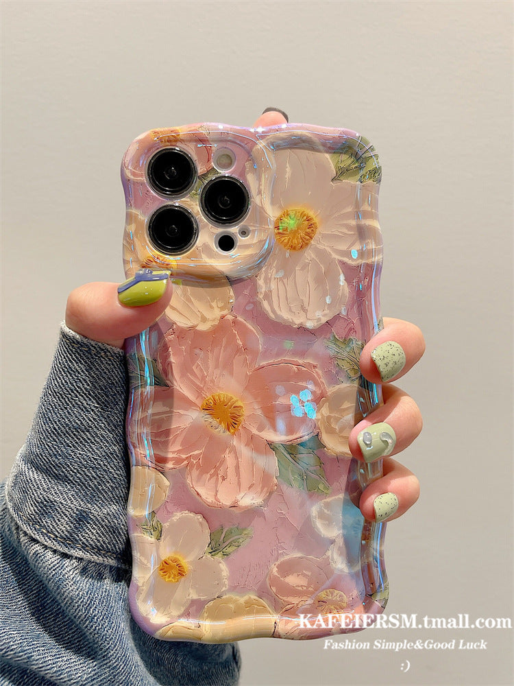 Case for iPhone 15 14 13 12 11 Pro Max Plus Women CausalFashion Phone Case Flower Design Oil Painting TPUProtective Case for Gilrs Gift for Women Not 3D