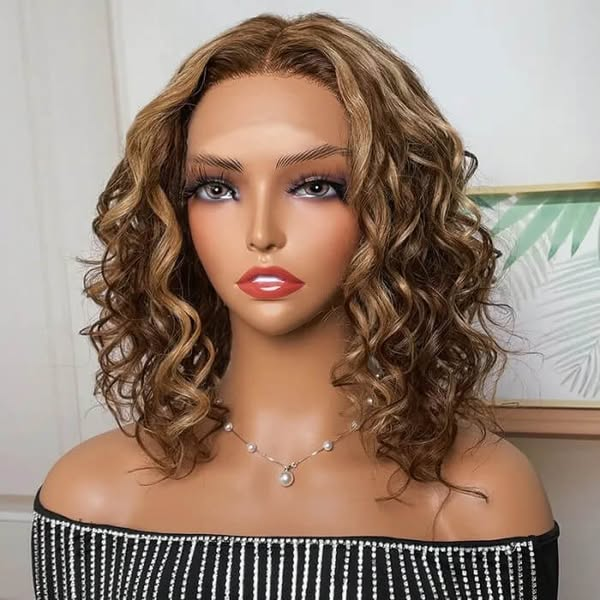 Cross-Border Women'S European And American African Small Rolls Wigs Fashionable Short Curl Front Lace Wigs Chemical Fiber Full Head Cover