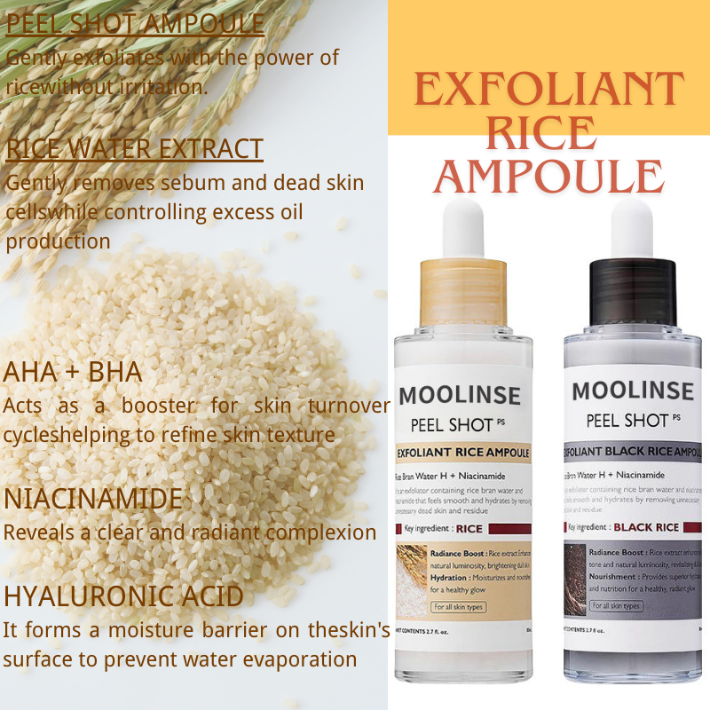 Black Rice and White Rice Niacinamide Exfoliating Revitalizing Washable Ampoule 80ml|Naturally Transform Blackheads & Clogged Pores Into Flawlessly Smooth, Clear Skin