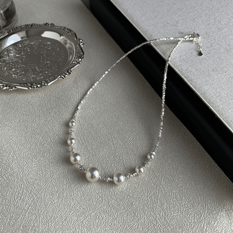 925 silver 925 broken silver Shijia pearl necklace niche design elegant light luxury clavicle chain