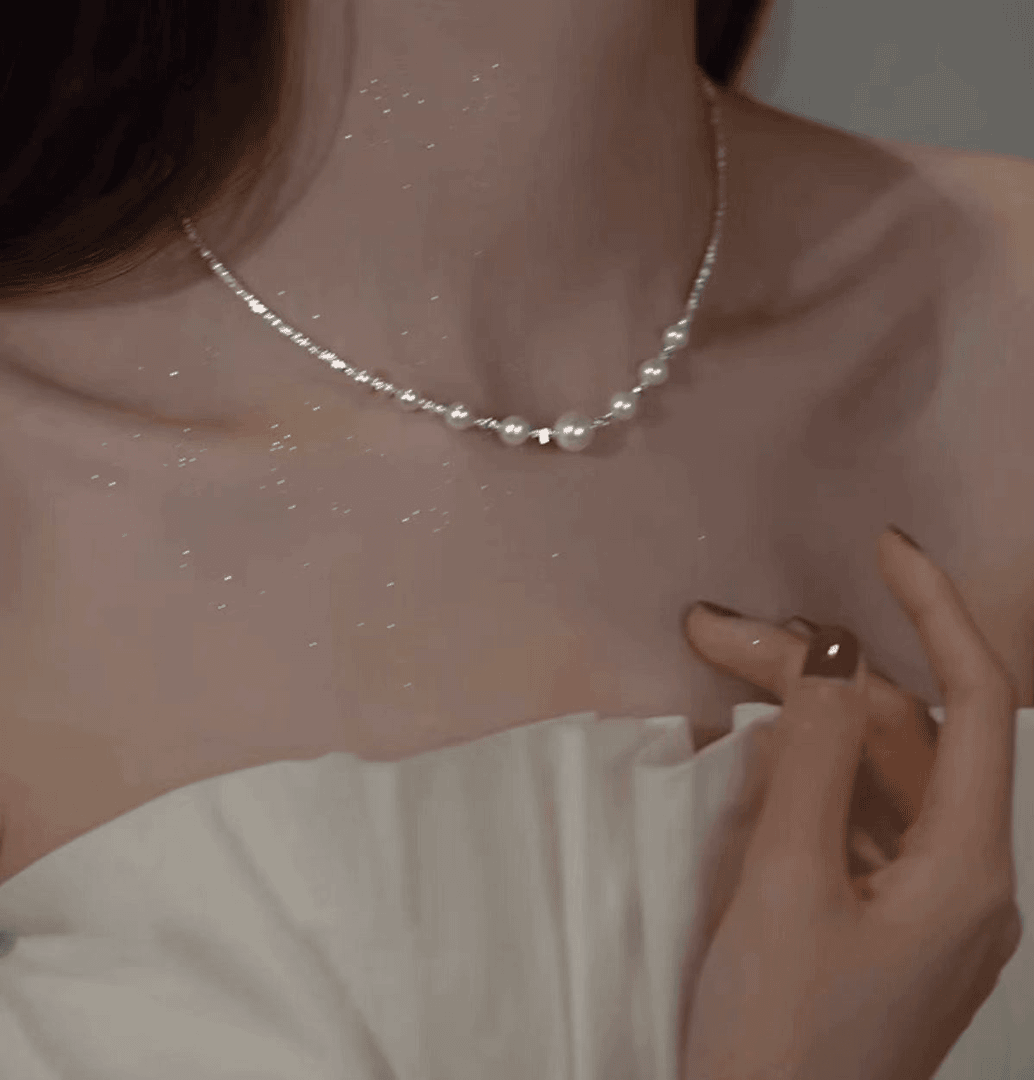 925 silver 925 broken silver Shijia pearl necklace niche design elegant light luxury clavicle chain