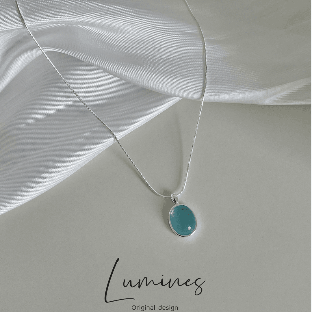 925 silver summer limited sea blue necklace female 925 sterling silver ins teardrop pendant snake bone chain