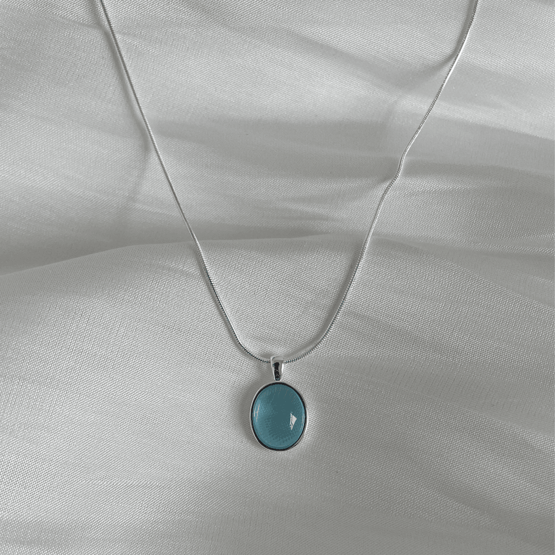 925 silver summer limited sea blue necklace female 925 sterling silver ins teardrop pendant snake bone chain