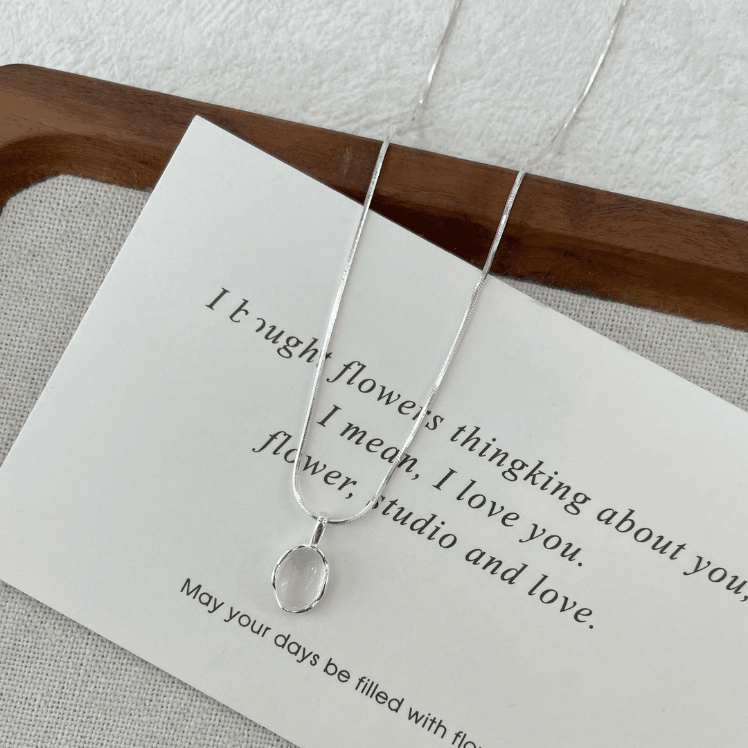 925 silver oval jade necklace niche design Korean version ins style new clavicle chain