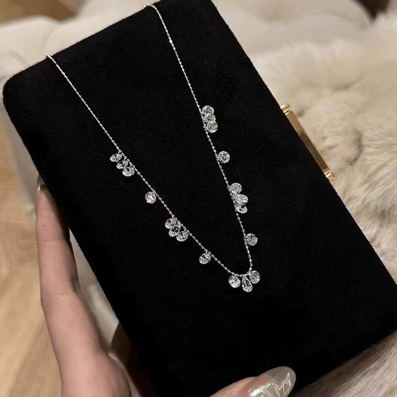 925 silver "Bright Galaxy" necklace super flash high carbon diamond smart cool clavicle chain
