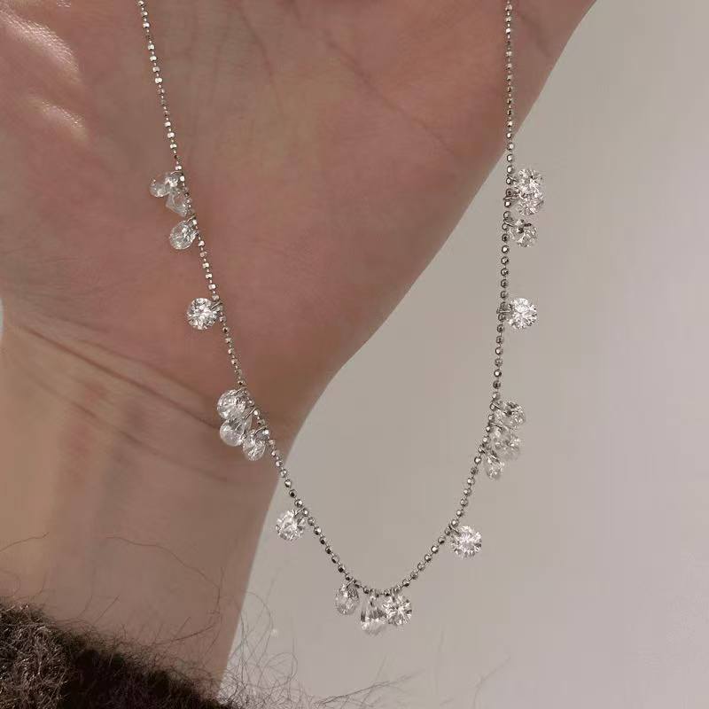 925 silver "Bright Galaxy" necklace super flash high carbon diamond smart cool clavicle chain
