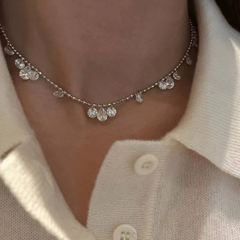 925 silver "Bright Galaxy" necklace super flash high carbon diamond smart cool clavicle chain