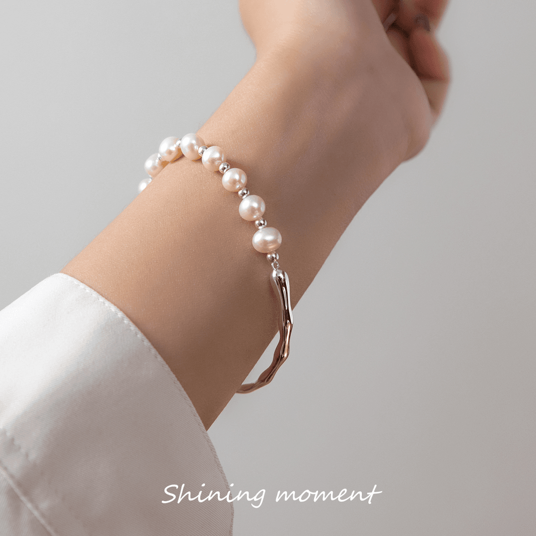 925 silver bracelet half bracelet half chain bead bracelet simple tree branch wave hand jewelry