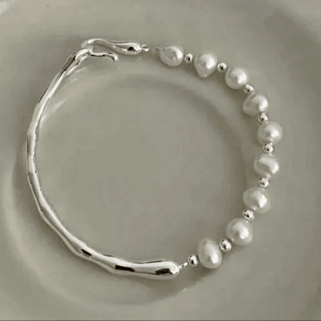 925 silver bracelet half bracelet half chain bead bracelet simple tree branch wave hand jewelry