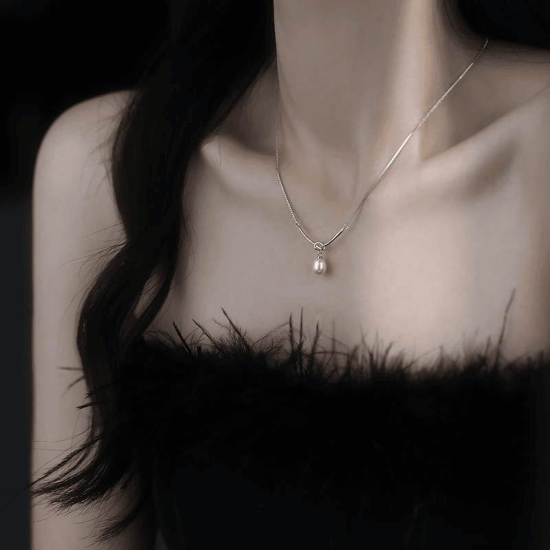 925 silver French genuine pearl necklace for women light luxury niche high-end temperament versatile