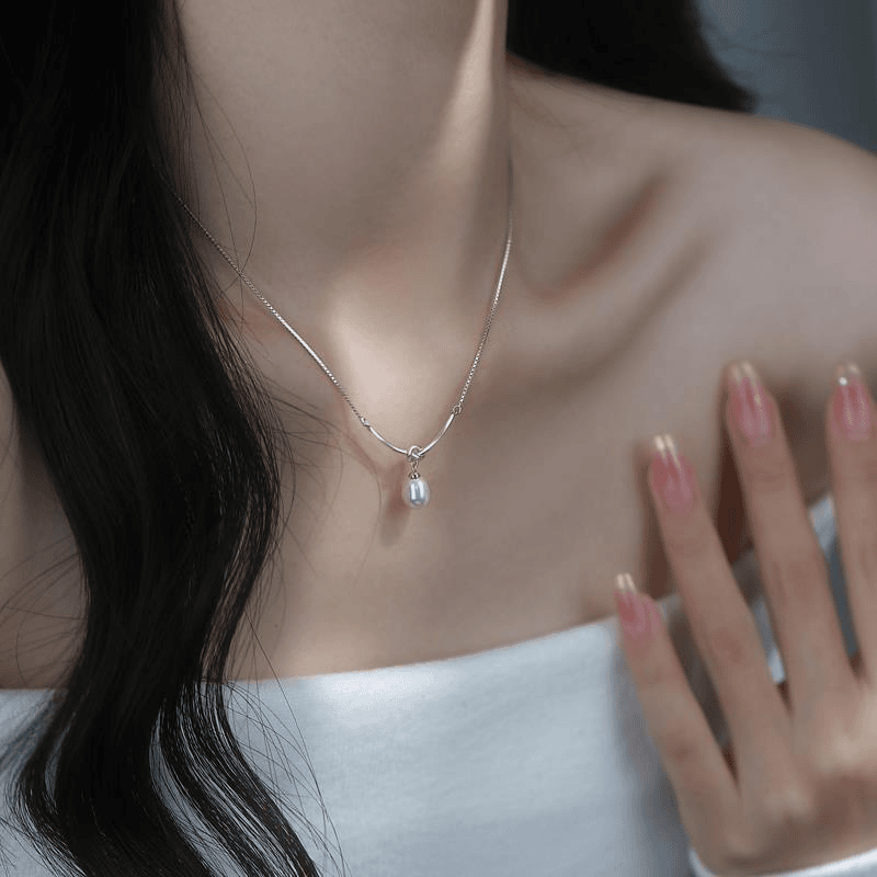 925 silver French genuine pearl necklace for women light luxury niche high-end temperament versatile