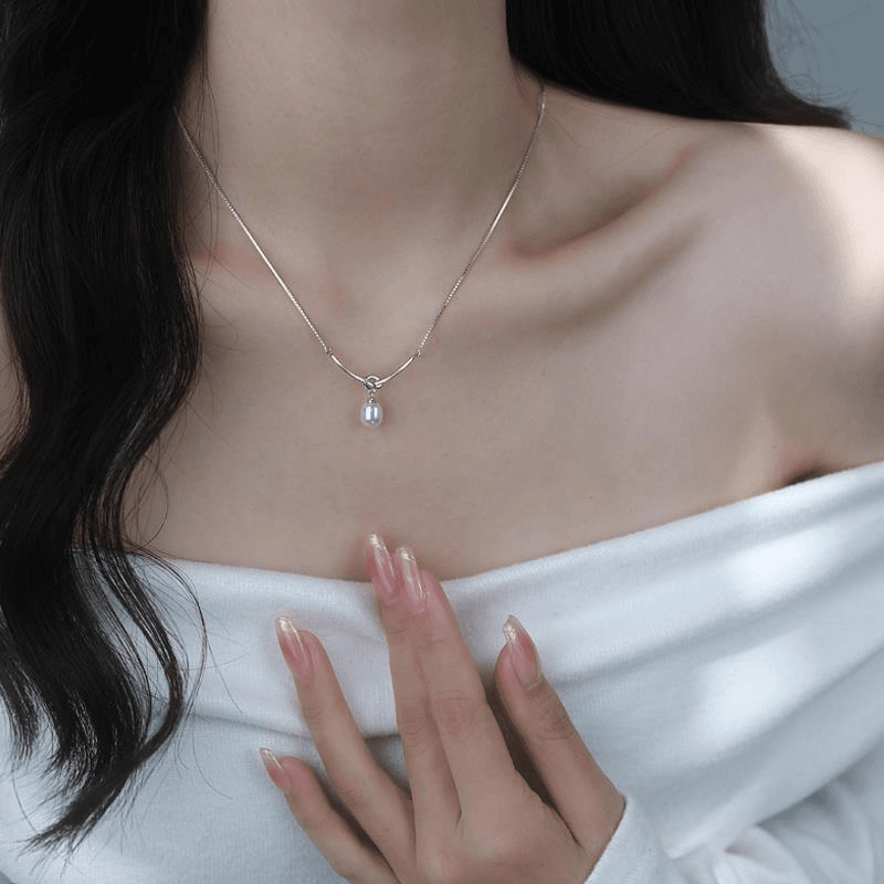 925 silver French genuine pearl necklace for women light luxury niche high-end temperament versatile