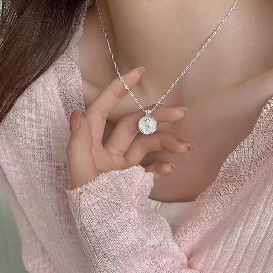 925 silver rose pendant necklace female clavicle chain temperament light luxury simple high-end ins niche design versatile