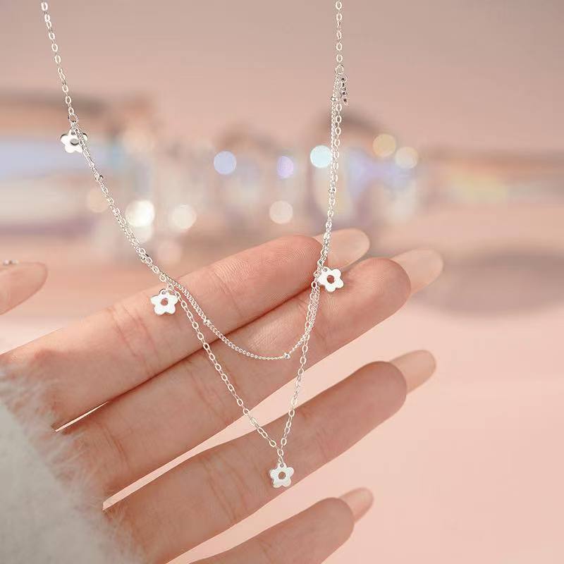 925 silver S925 sterling silver sweet flower necklace for women high-end luxury literary gentle luxury ladies