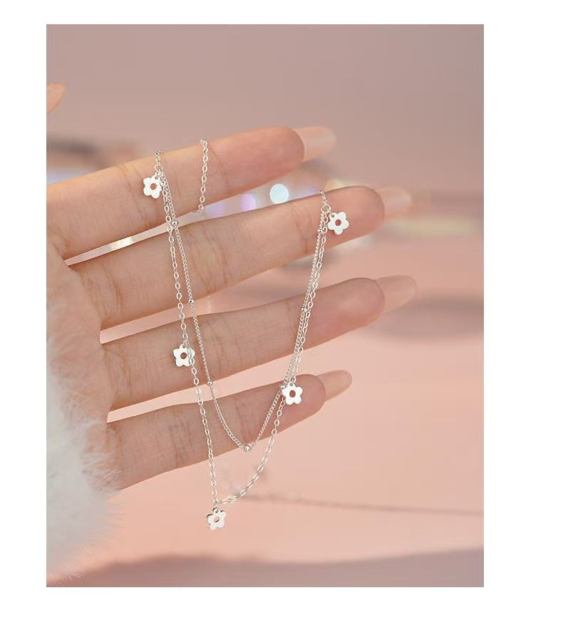 925 silver S925 sterling silver sweet flower necklace for women high-end luxury literary gentle luxury ladies