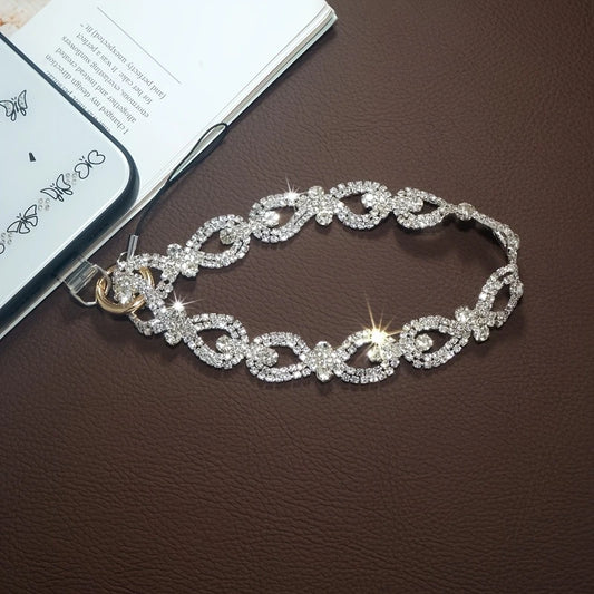 Mobile Phone Lanyard with Sparkling Rhinestone Pendant, Luxurious Female Hanging Ornament, Short Style, Phone Case Hanging Rope, Wrist Camera Chain, Wrist Strap