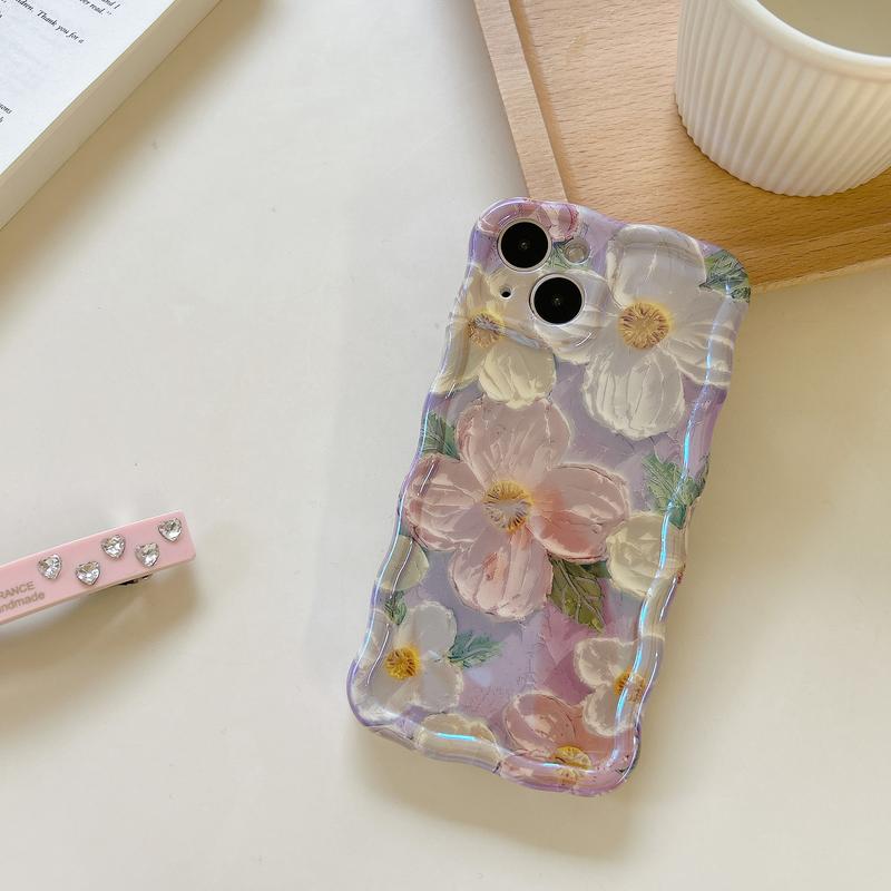 Case for iPhone 15 14 13 12 11 Pro Max Plus Women CausalFashion Phone Case Flower Design Oil Painting TPUProtective Case for Gilrs Gift for Women Not 3D