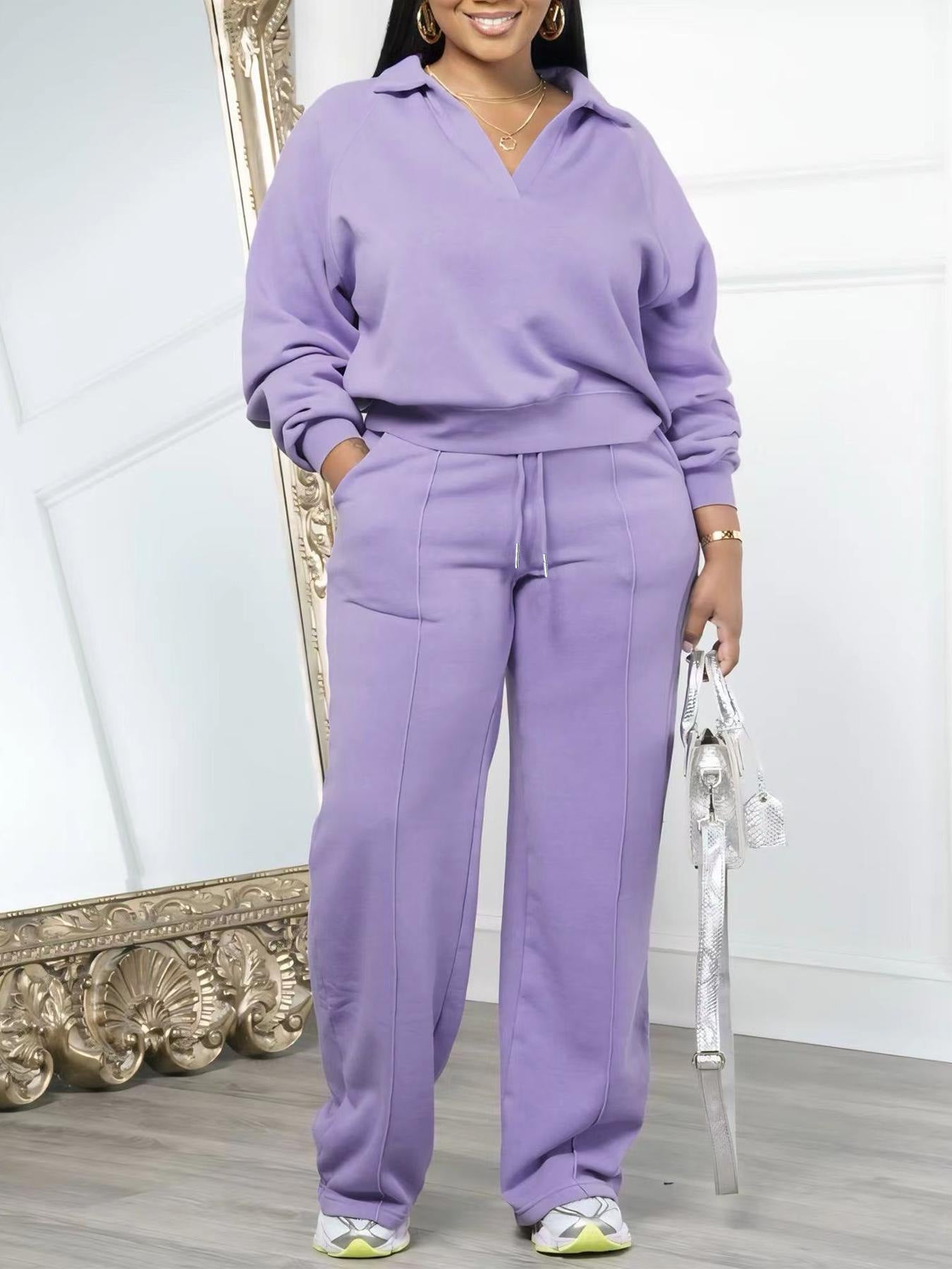 57% OFF + FREE SHIPPING | Women’s Fashion Thick Tracksuit Set – Long Sleeve Lapel Top & Elastic Pants by FYsuper