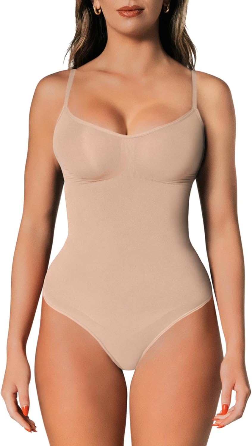 Shapewear Tummy Control Bodysuit Thong or Brief: Sculpting Shaper Tank Top Bodysuits & Snatched Waist Body Suit