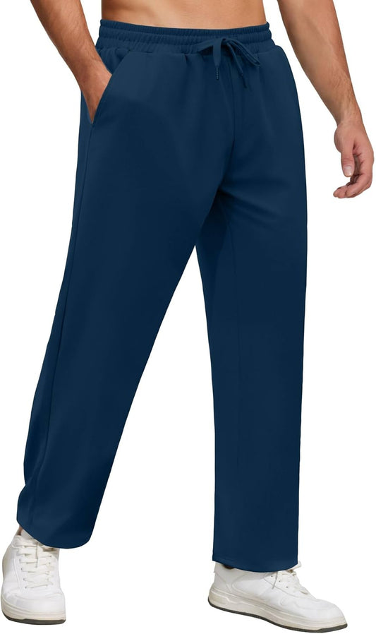 FYsuper Men Jogger Yoga Sweatpants Casual Athletic Elastic Waist Pants Open Bottom Trouser Jersey Knit Pants with Pockets