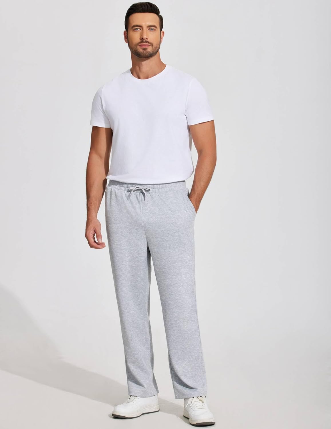 FYsuper Men Jogger Yoga Sweatpants Casual Athletic Elastic Waist Pants Open Bottom Trouser Jersey Knit Pants with Pockets