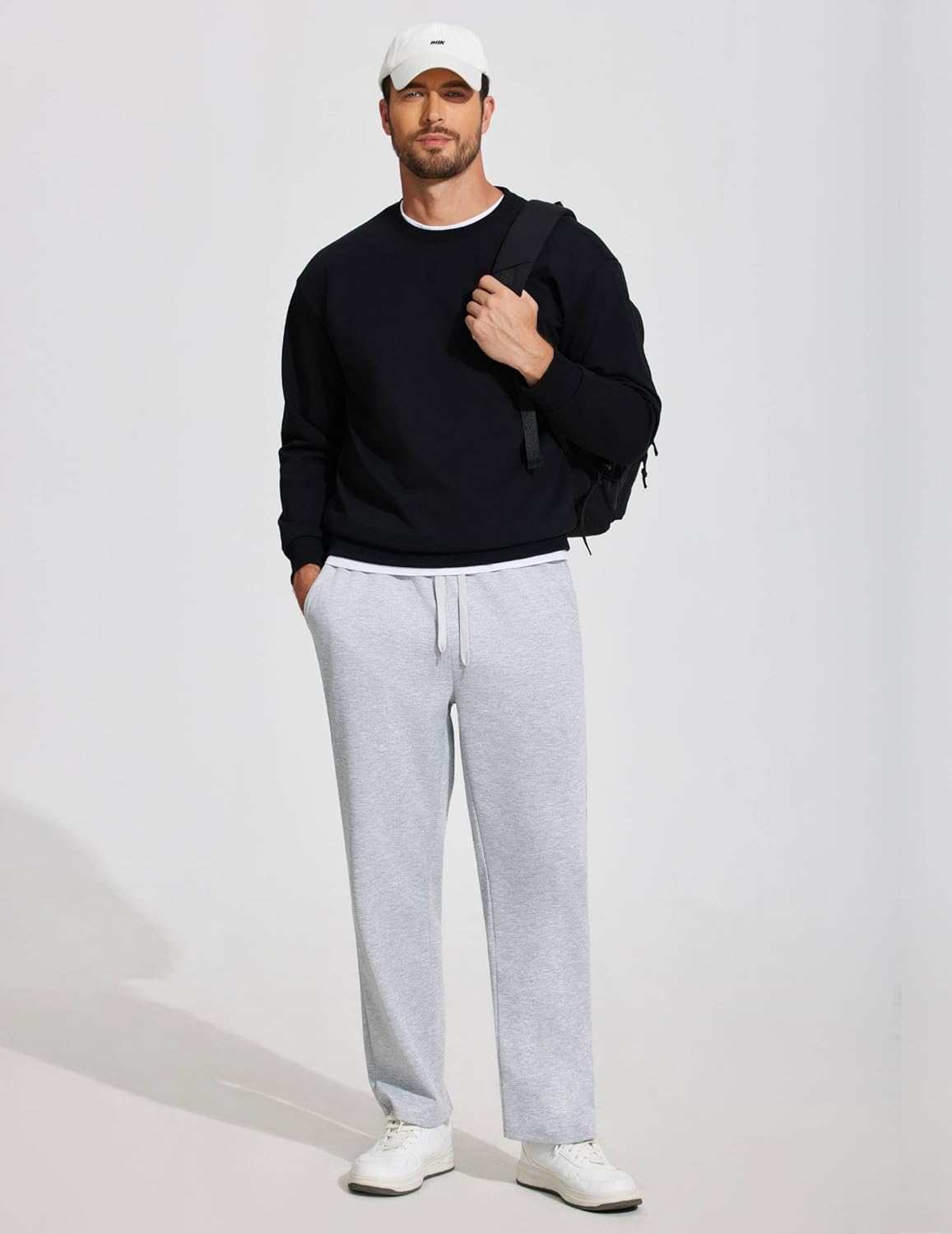 FYsuper Men Jogger Yoga Sweatpants Casual Athletic Elastic Waist Pants Open Bottom Trouser Jersey Knit Pants with Pockets