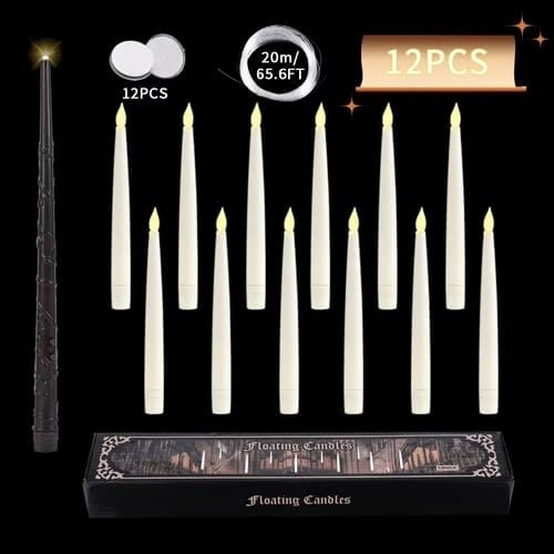 🕯️✨ 12-Pack Magic Wand Remote Candles + Wireless Wand | Amazon's Choice 🎃 🕯️✨The Most ENCHANTING Halloween Decor! ✨🕯️