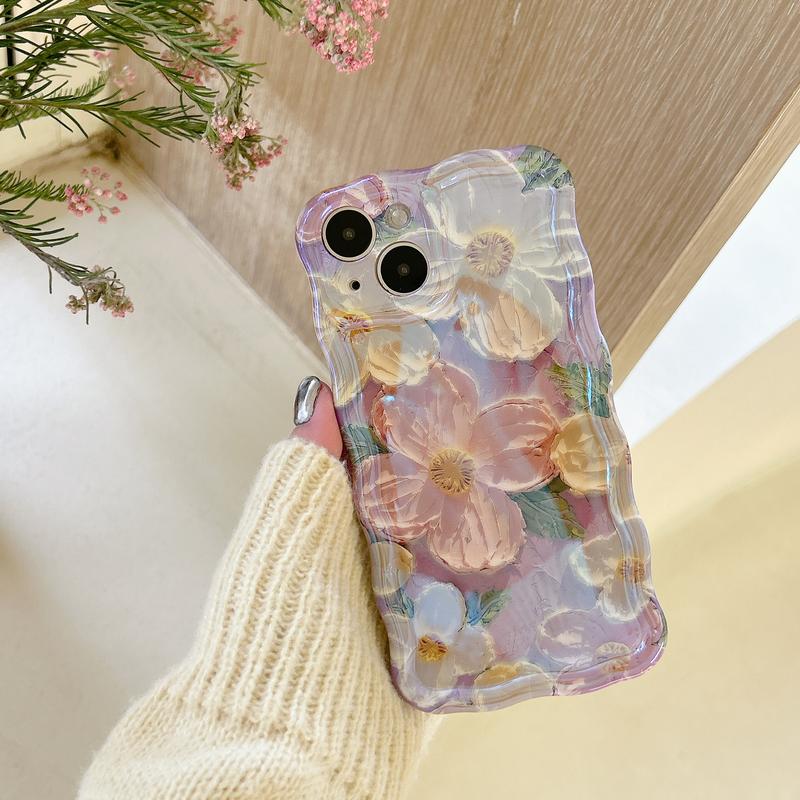 Case for iPhone 15 14 13 12 11 Pro Max Plus Women CausalFashion Phone Case Flower Design Oil Painting TPUProtective Case for Gilrs Gift for Women Not 3D