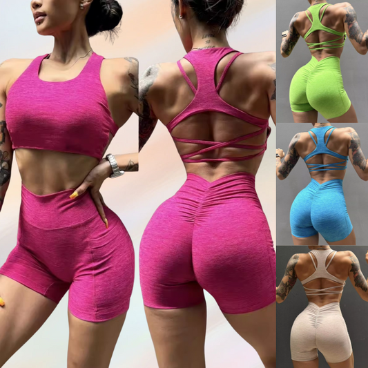 Set Cationic Nude Feeling Furious Sports Lingerie Sexy Beautiful Back Peach Buttock Fitness Yoga Tight Shorts