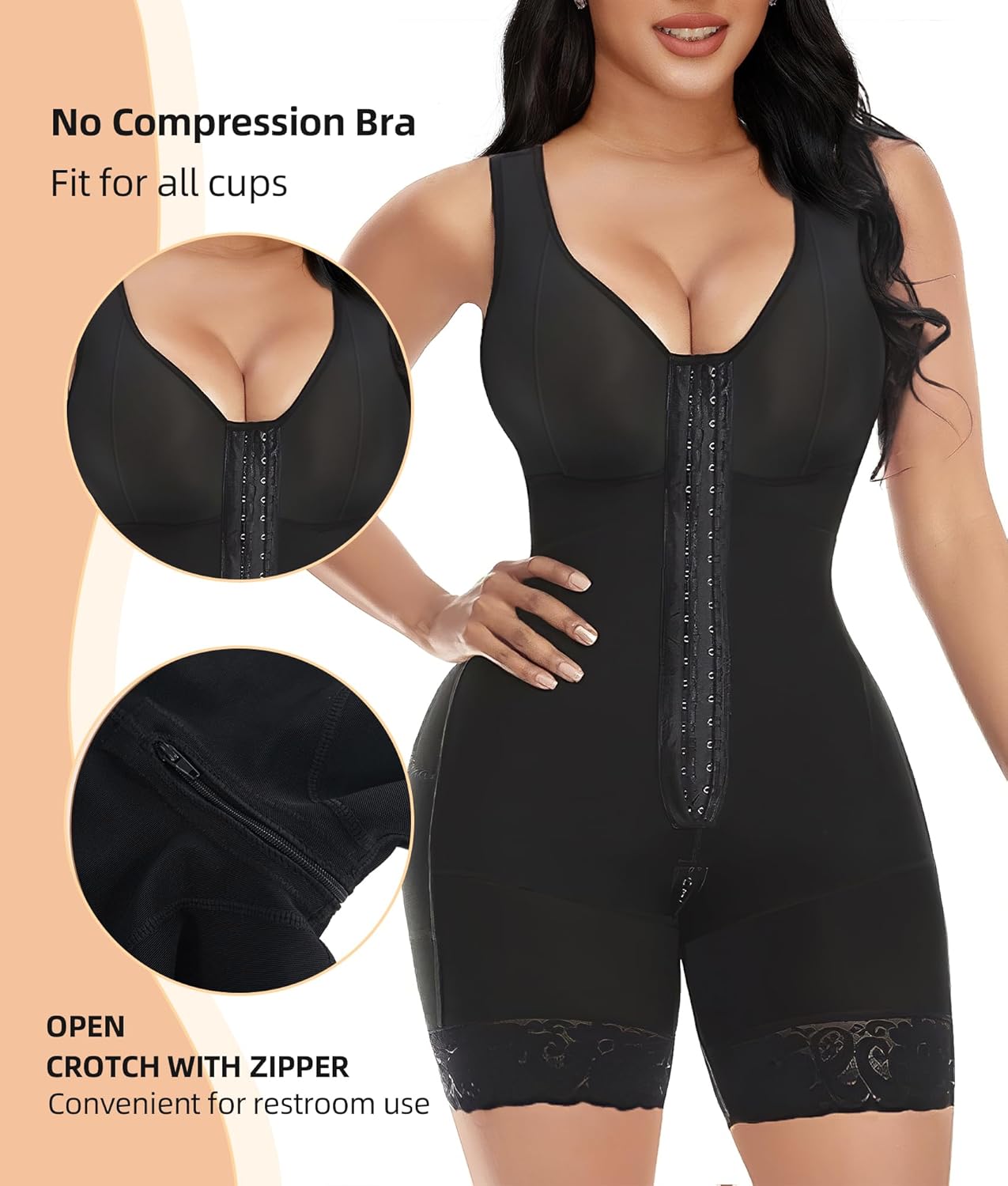 Women's High-Waist Shapewear with Zipper Crotch - Flatten Belly & Lift Butt