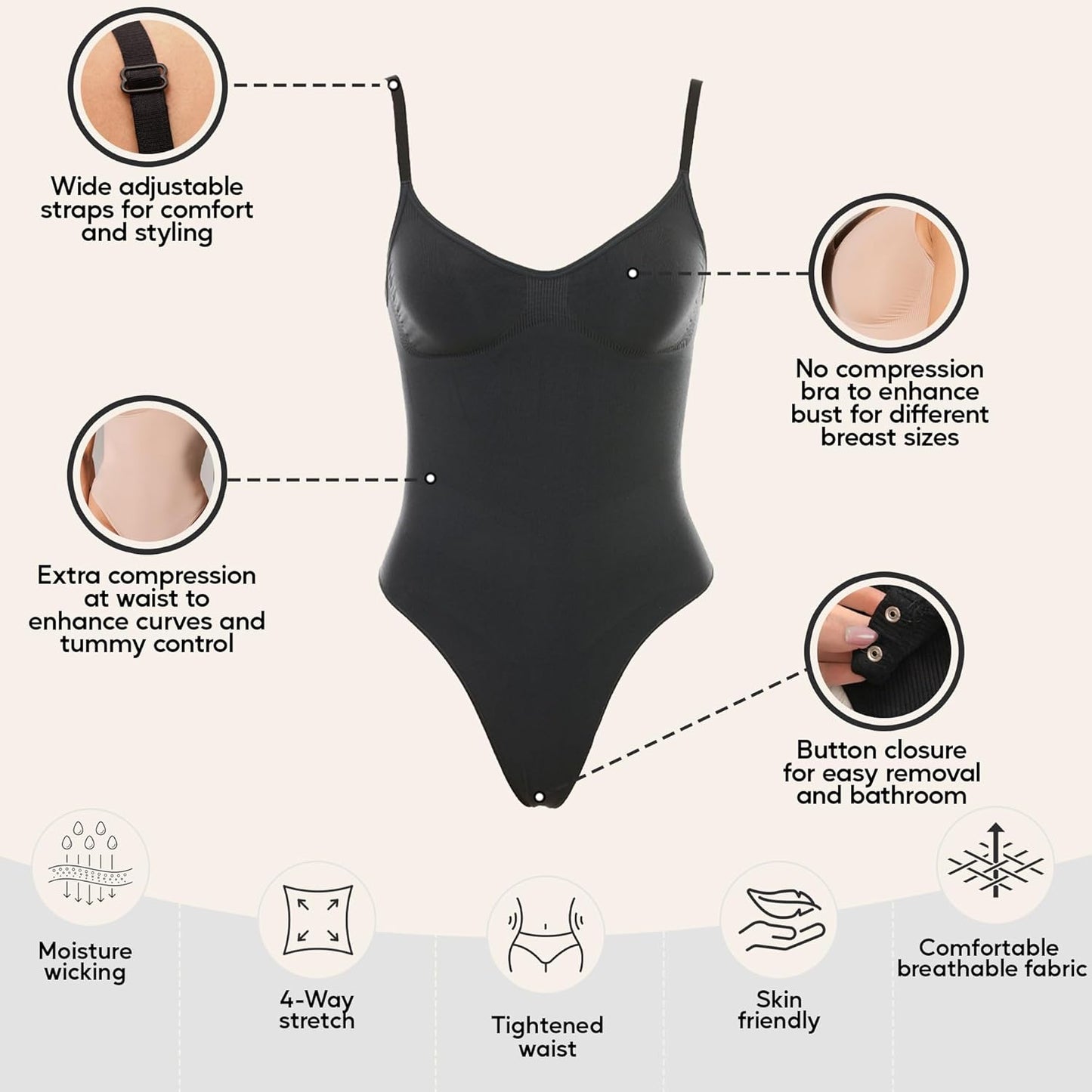Shapewear Tummy Control Bodysuit Thong or Brief: Sculpting Shaper Tank Top Bodysuits & Snatched Waist Body Suit