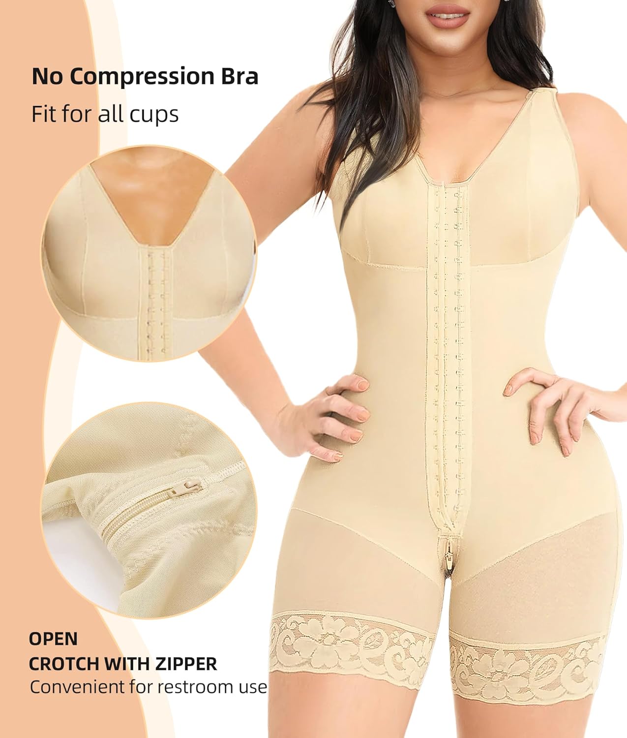 Women's High-Waist Shapewear with Zipper Crotch - Flatten Belly & Lift Butt