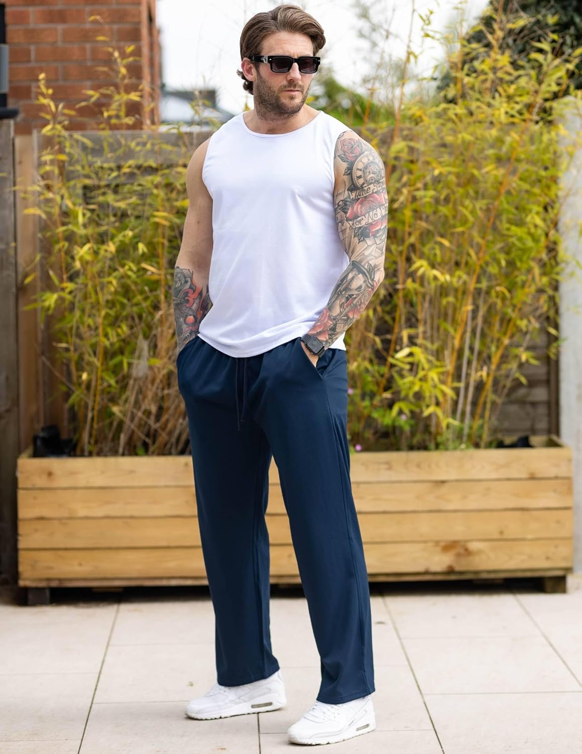 FYsuper Men Jogger Yoga Sweatpants Casual Athletic Elastic Waist Pants Open Bottom Trouser Jersey Knit Pants with Pockets