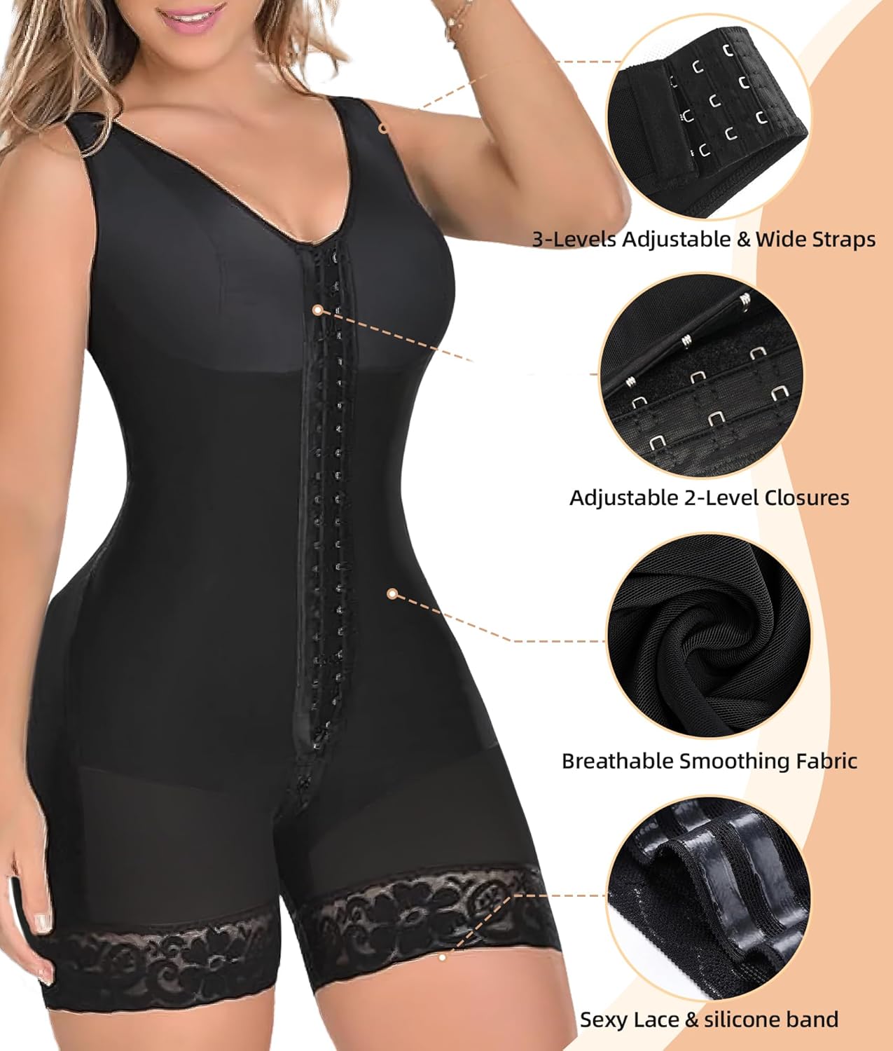 Women's High-Waist Shapewear with Zipper Crotch - Flatten Belly & Lift Butt