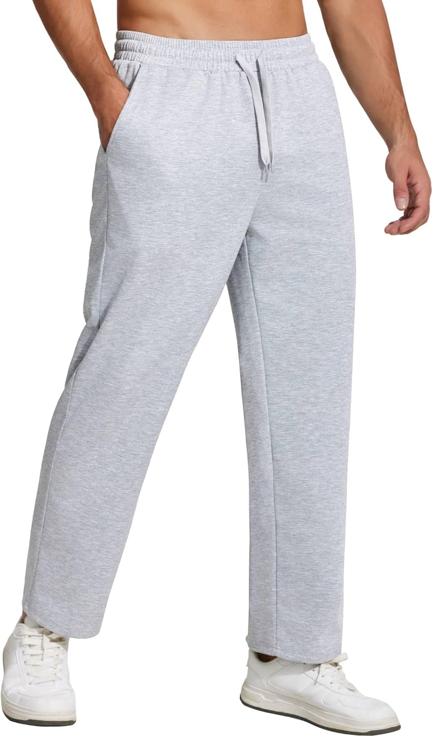 FYsuper Men Jogger Yoga Sweatpants Casual Athletic Elastic Waist Pants Open Bottom Trouser Jersey Knit Pants with Pockets