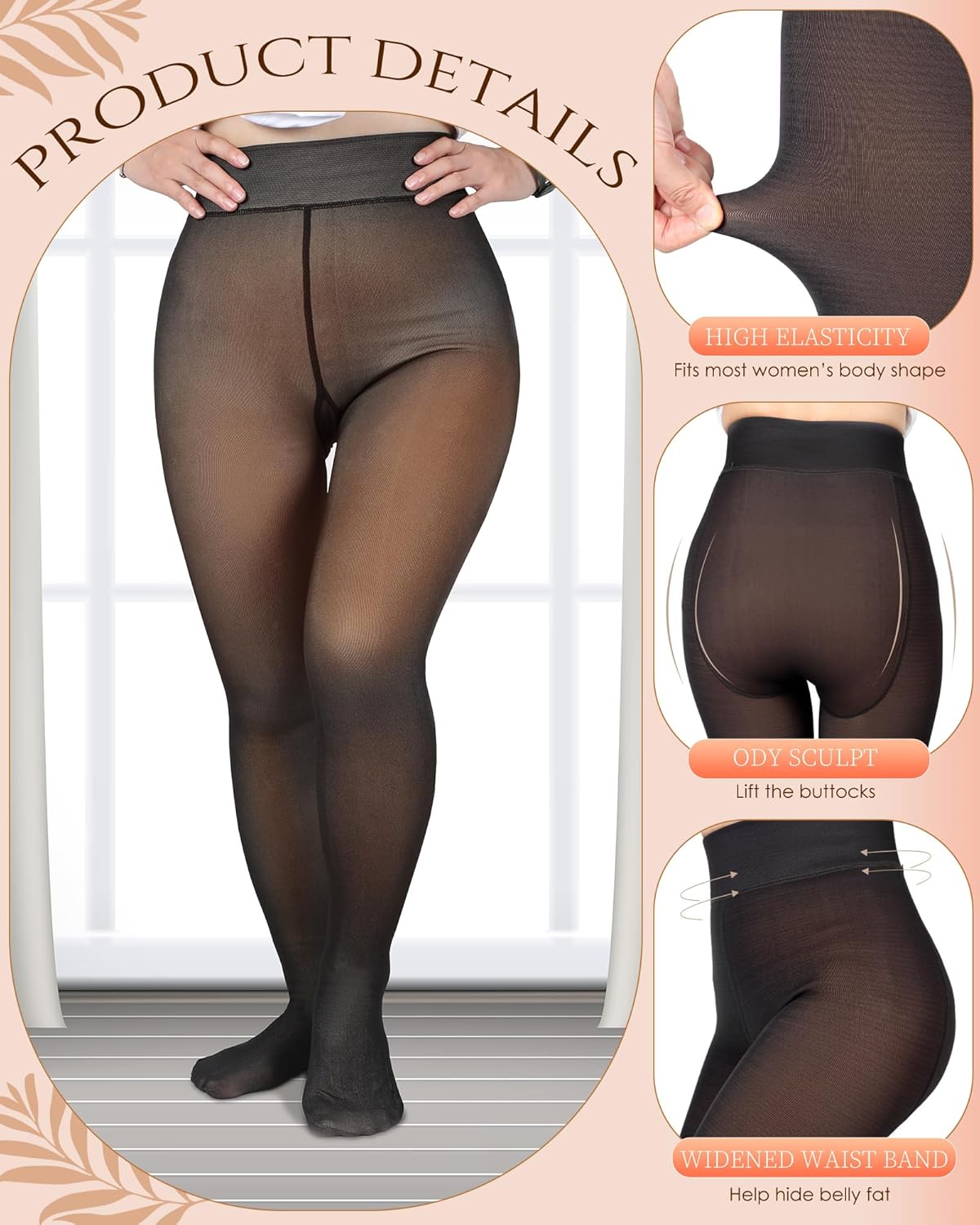 FYsuper Plus Size Fleece Lined Tights Women Fleece Lined Leggings Translucent Winter Sheer Tights for Women