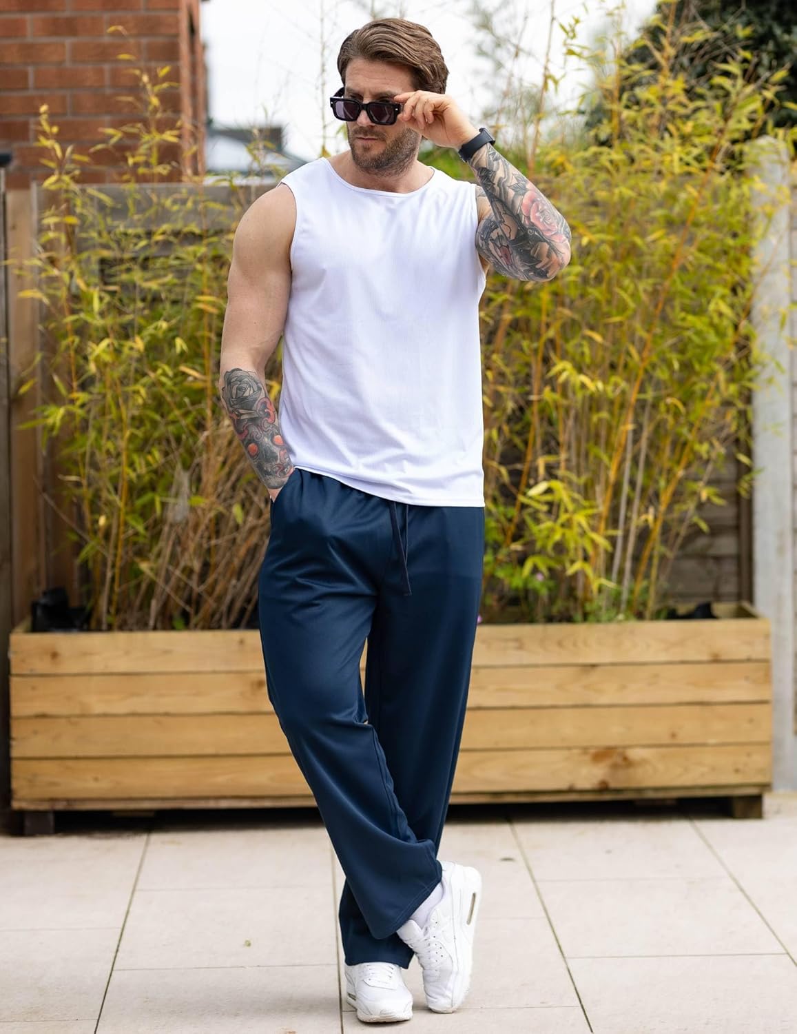 FYsuper Men Jogger Yoga Sweatpants Casual Athletic Elastic Waist Pants Open Bottom Trouser Jersey Knit Pants with Pockets
