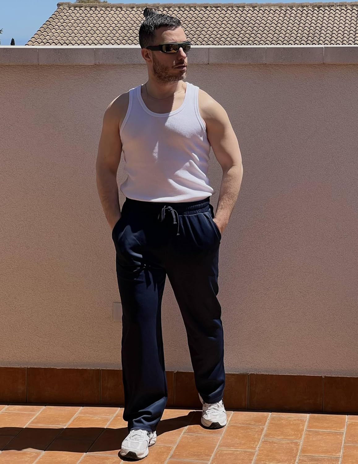 FYsuper Men Jogger Yoga Sweatpants Casual Athletic Elastic Waist Pants Open Bottom Trouser Jersey Knit Pants with Pockets