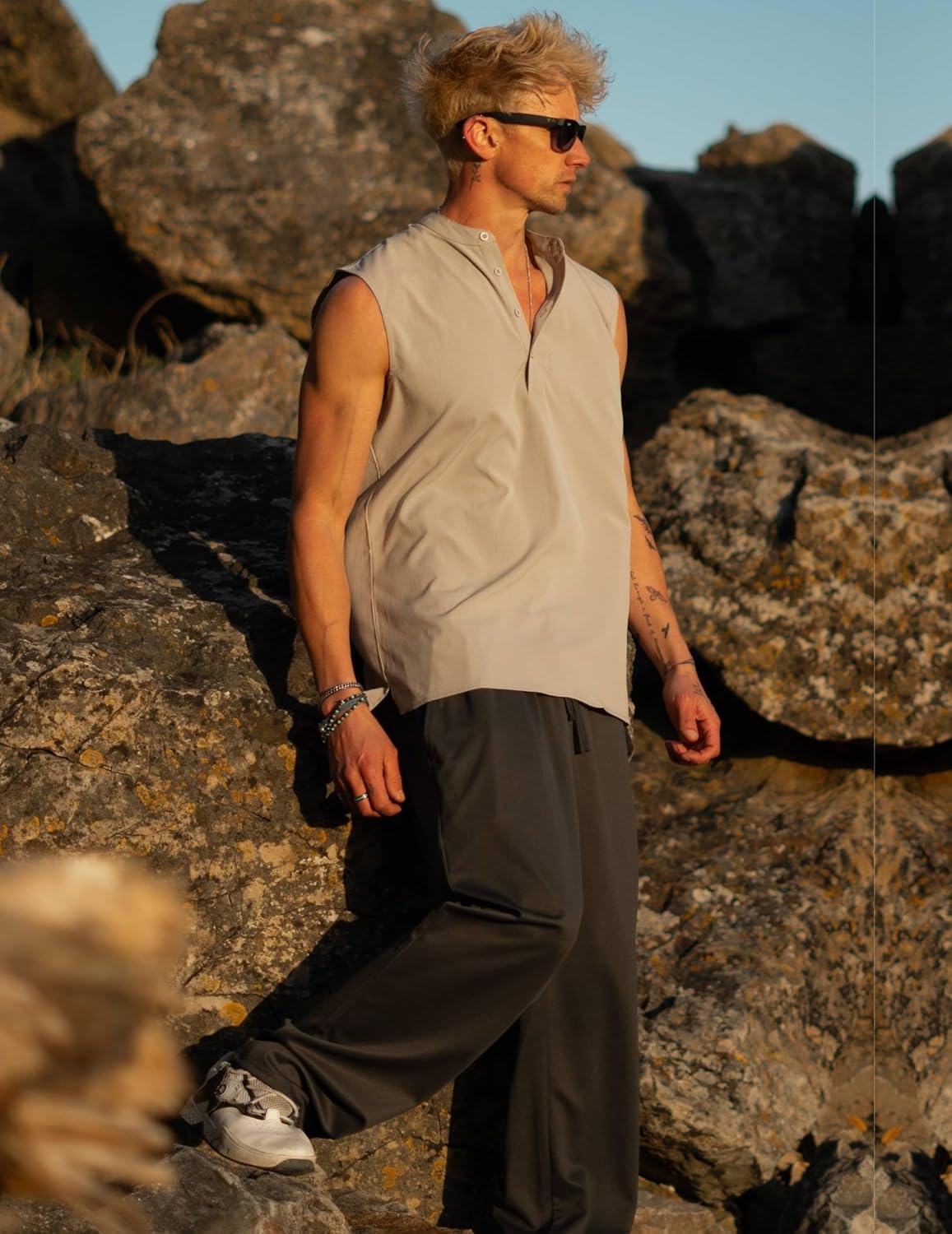 FYsuper Men Jogger Yoga Sweatpants Casual Athletic Elastic Waist Pants Open Bottom Trouser Jersey Knit Pants with Pockets